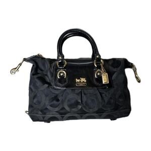 Coach Black Signature Canvas and Patent Leather Satchel :)